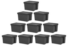 Black  45L Heavy Duty Storage Boxes with Lids Recycled Plastic Containers U.K.