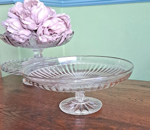 Vintage glass pedestal - glass,