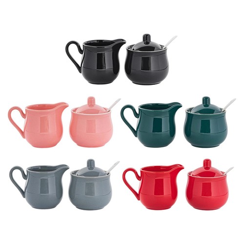 Ceramic sugar and creamer set - and,