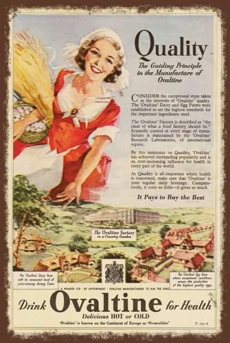 Ovaltine drink advert - advert, aged