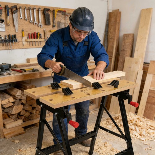 Foldable wooden workbench - foldable,