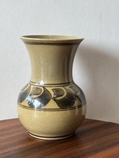 Vintage Marked Studio Pottery Honiton Rustic Vase Hand Painted Stoneware VGC