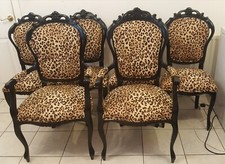 BESPOKE RARE ITALIAN BLACK LEOPARD PRINT DINING SET