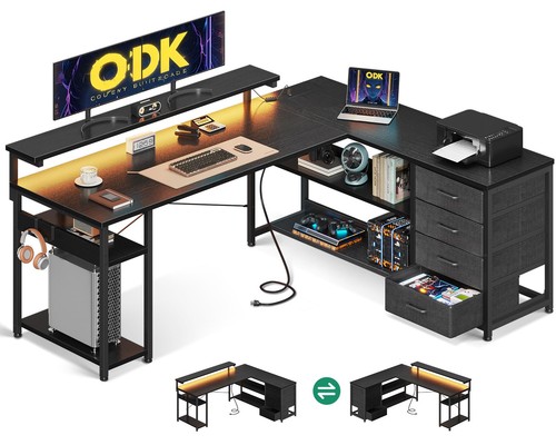 Corner desk with drawers - desk, l