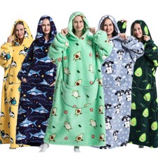 Oversized Wearable Hooded Blanket Giant Plush Soft Hoodie Sweatshirt Super Comfy