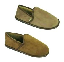 Men's Coolers Slippers Microsuede Fur Lined Slip On Taupe & Dark Tan Size 7-12 