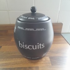 Rayware Expressions Black /White Text Biscuit Barrel/Cookie Jar Kitchen Storage