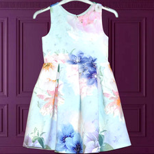 £80 NEXT AGE 8 YR ICE PASTEL BLUE FLORAL DRESS CHRISTMAS PARTY WEDDING OCCASION