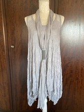 Lauren Vidal Paris Silver Grey Crinkle Tunic & Scarf Set Size S New Holiday