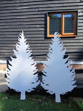 Pair White 2d Christmas Trees In White plastic Board Ex Shop Display