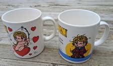 Pair Of 'Love Is...' Vintage Mugs New  Wedding Valentine Gift 1994 Kim Casali