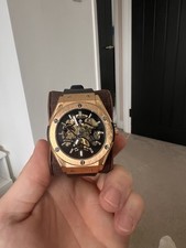 Ralph Christian Luxury Automatic Skeleton Gold/Black Tone Watch.  