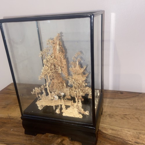 Vintage chinese cork diorama - cork,