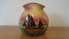 Torquay Pottery boat design vase - A laigh dykes easy loupet