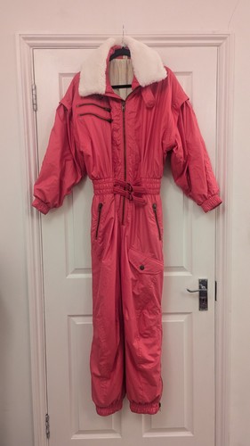Vintage 80s ski suit pink - vintage,
