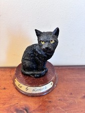 Black Cat Ornament on wooden base By Leonardo vintage trinket