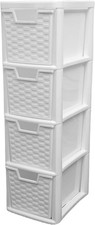 Plastic Storage Drawers Unit Medium, Compact Rattan Effect Organizer