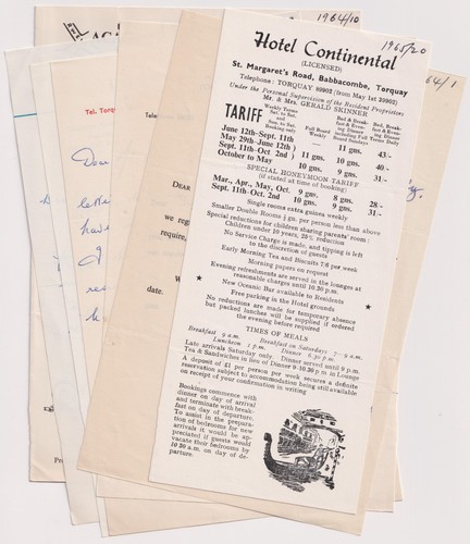 1960s torquay hotel letters - torquay, &