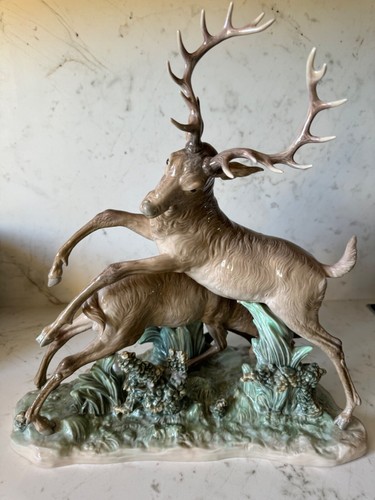 Lladro frolicking stags - "frolicking,