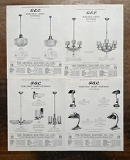G.E.C. Electric Light Fittings - 4x 1930s Trade Catalogue Cuttings r491
