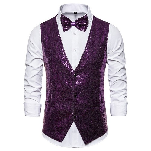 Men glitter sequin waistcoat - glitter,
