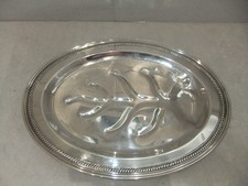 Vintage Silver Plated Meat Platter Serving Tray Tree Pattern Carving Plate