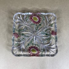 Vintage Walther Glas Glass Square Decorative Plate Flower Design