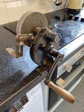 Vintage used old Hand Grinding Wheel Sharpening Stone – Table Top Tool