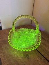 Uranium Glass Basket Victorian