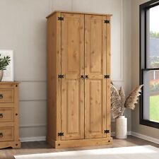 Corona Wardrobe 2 Door Bedroom Solid Mexican Pine Wood Flat Top