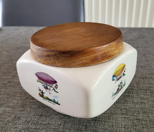 Vintage Whitecross Italy Ceramic Tobacco Jar Wooden Lid with Balloons E446