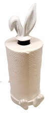 Rabbit / Hare free standing kitchen roll holder - White - ears, feet, tail