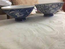 2 x Japanese Rice Bowls Blue &