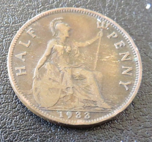 King george 1933 halfpenny - king,