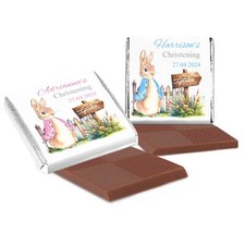 Personalised Peter Rabbit Chocolate Children Party Favours Christening Pink Blue