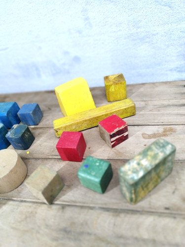 Vintage wooden building blocks - building,