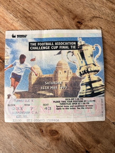 Ticket cup final 1993 - ticket:,
