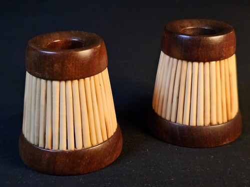 Candle holders wood and - (pair),