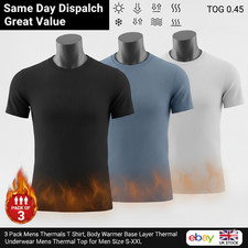 3 Pack Short Sleeve Mens Thermal T-Shirt Vest Top Half Sleeves Shirt S/XXL Shirt