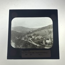 Antique Magic Lantern Slide Matlock Bath Derbyshire town from lovers walk  