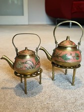 Two Vintage Brass Enamel