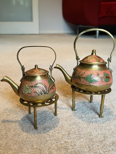 Two vintage brass - brass, enamel
