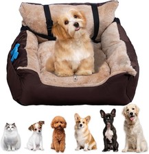 Dog Car Seat for Small Dogs & Cats Cosy Pet Travel Bed with Safety Leash