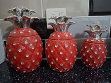 Unique Red Pineapple Tea Coffee Sugar Jars