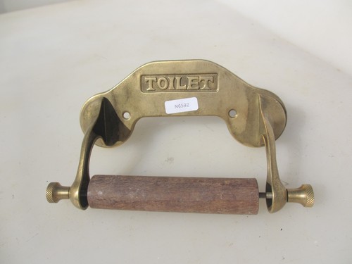 Retro brass wood loo roll - &,