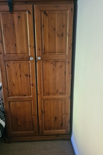 Pine double wardrobe open to - open,