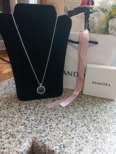 PANDORA Sparkling Pave LOVE FLOATING CHARM LOCKET NECKLACE Silver S925 BRAND NEW