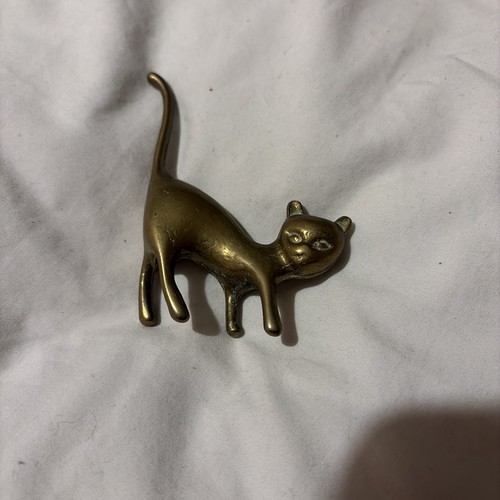 Small brass cat - small,