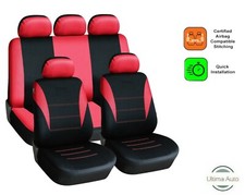 9 Full Red Fabric Car Seat Covers Set VW JETTA GOLF MK3 MK4 MK5 MK6 TOURAN POLO