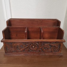 Vintage Past Times Wooden Letter Rack Stationary Holder
